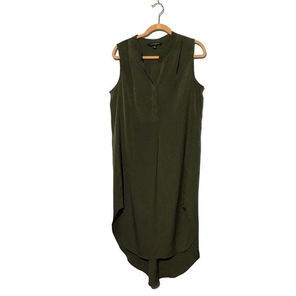 Sharagano Green V-Neck Mini Swing Dress - Picture 1 of 9